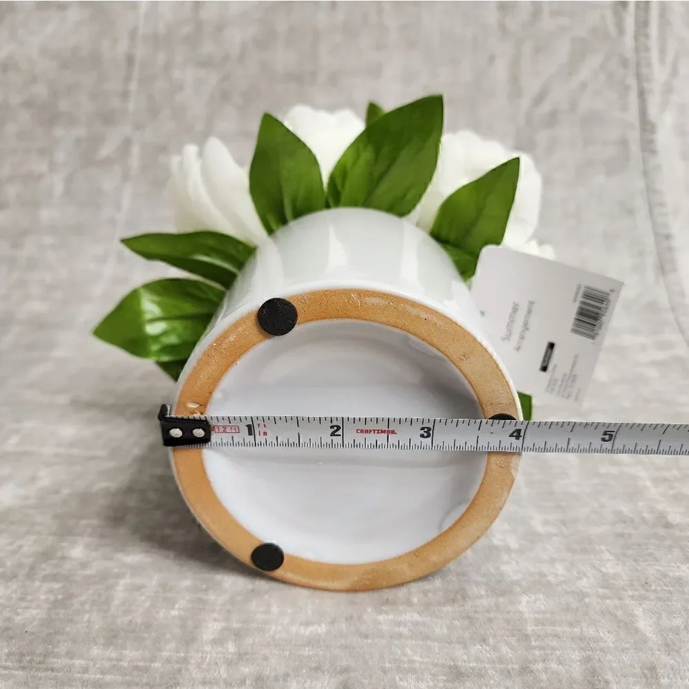 Silk White Peony Peonies Artificial Flower Arrangement in ceramic round vase